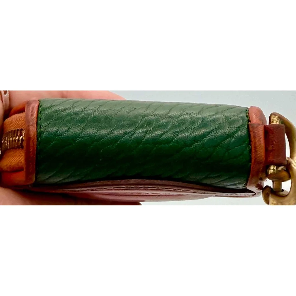 Dooney & Bourke Vintage All Weather Leather Round Coin Purse Green British Tan